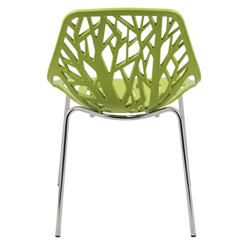 Asbury Stackable Dining Chair with Chrome Legs Side Chair with Modern Cut-Out Design Backrest