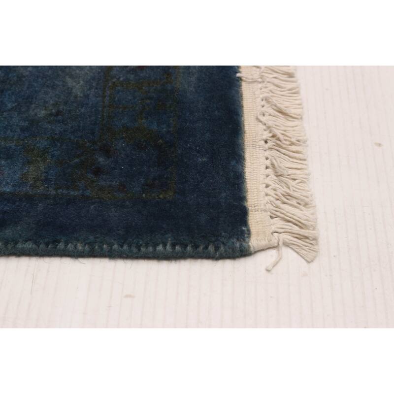 ECARPETGALLERY Hand-knotted Vibrance Dark Blue Wool Rug - 6'1 x 9'3