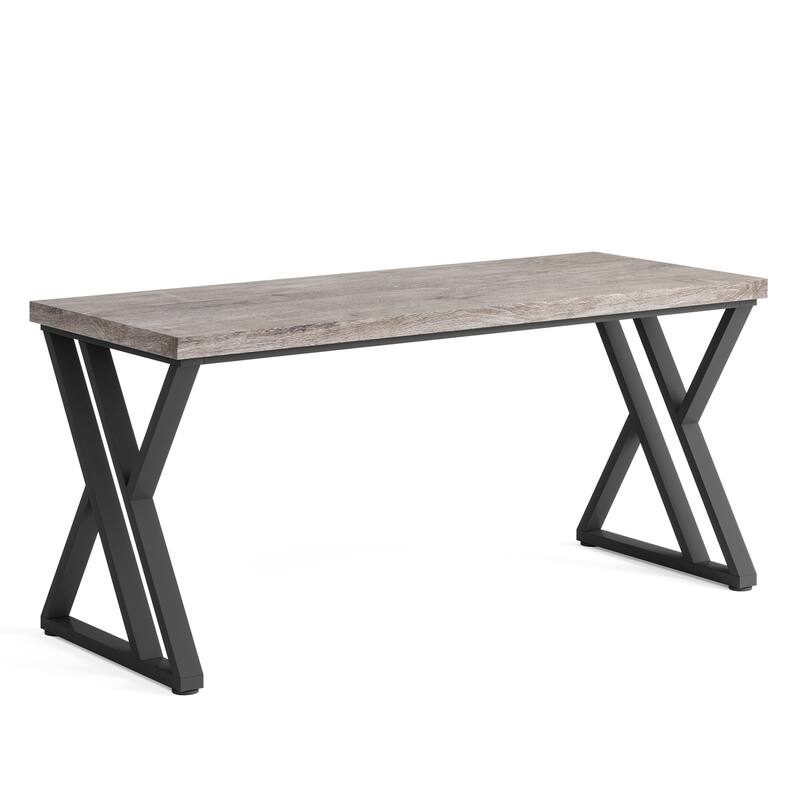 55 Inches Modern Writing Desk with Z-Shaped Metal Legs, Heavy Duty Computer Desk, Spacious Work Surface & Sturdy Frame