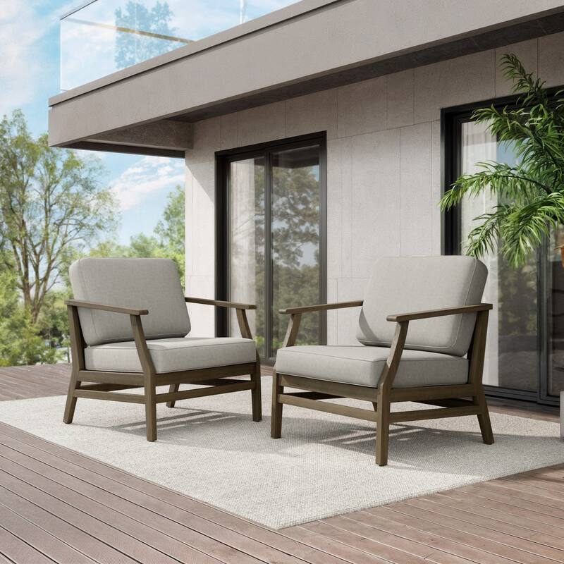 Teak Outdoor Patio Club Chairs Loveseat with Cushions