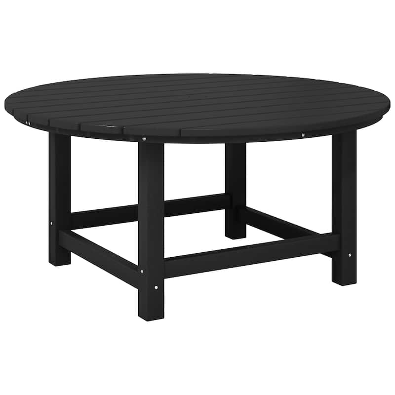 Laguna Outdoor Poly Adirondack 38" Round Coffee Table - Black