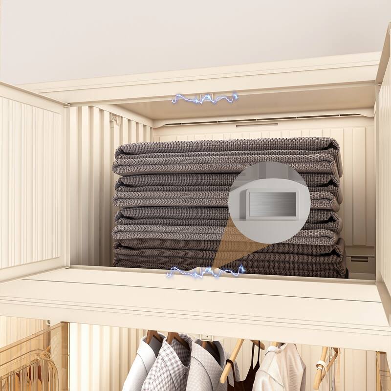 Portable Wardrobe Closet Organizer,Clothes Dresser,12 Magnetic Doors-12 Cubes&1 Hanging Rod,6 pcs hangers,Baby Wardrobe Cabinet