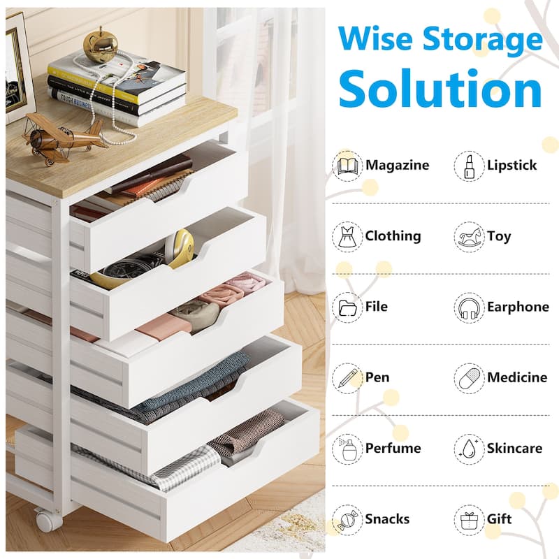 5-Drawer Chest & Wood 7 Drawer Storage Dresser Cabinet