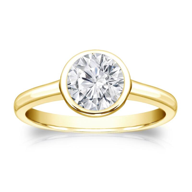 Auriya 18k Gold 1ctw Bezel Solitaire Diamond Engagement Ring - Yellow - 4