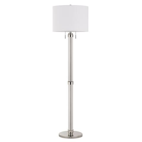 Metal and Acrylic Tubular Body Floor Lamp with Fabric Drum Shade, White