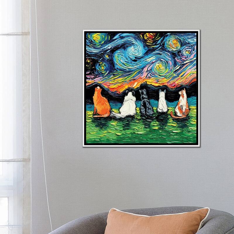 iCanvas "Starry Cats" by Aja Trier Framed Canvas Print