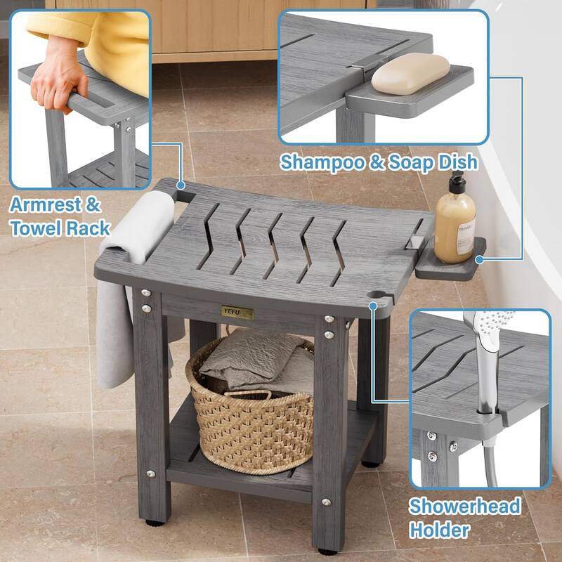 HIPS Shower Bench, 2 Tier Bathroom Chair Seat with Non-Slip Feet