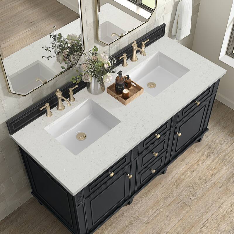 James Martin Vanities Lorelai 60" Double Vanity, Black Onyx - Lime Delight