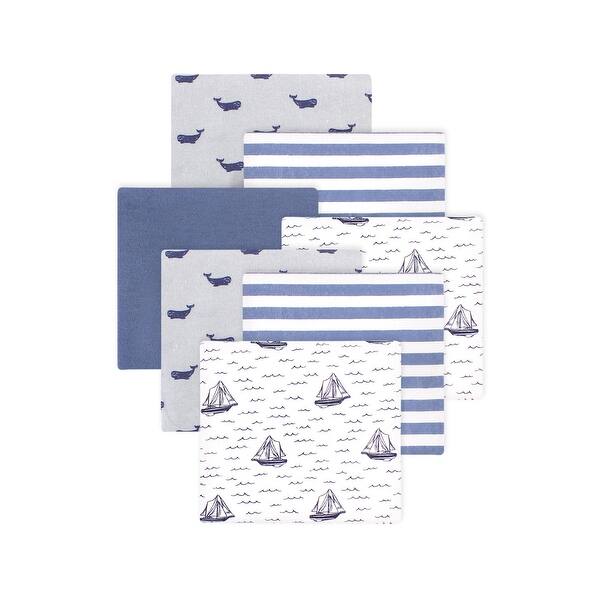 slide 1 of 1, Little Treasure Hudson Baby Boys Cotton Poly Flannel Receiving Blankets Multipack, Blue Sailboat, 30x30 inches 30x30 inches - Blue Sailboat
