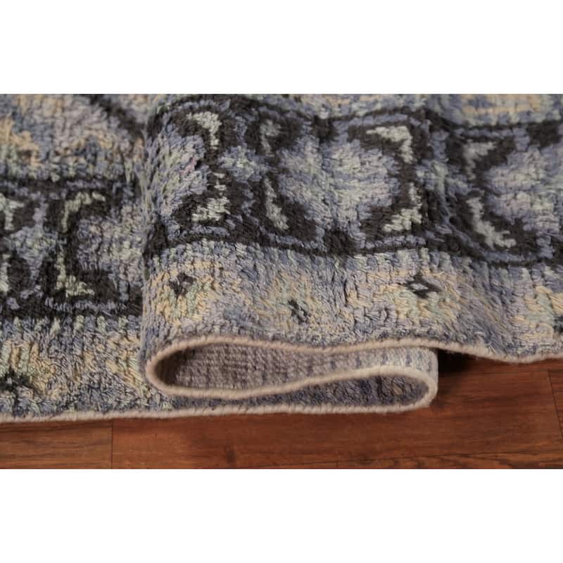 Trellis Plush Moroccan Shaggy Oriental Rug Hand-Knotted Wool Carpet - 4'10" x 7'11"