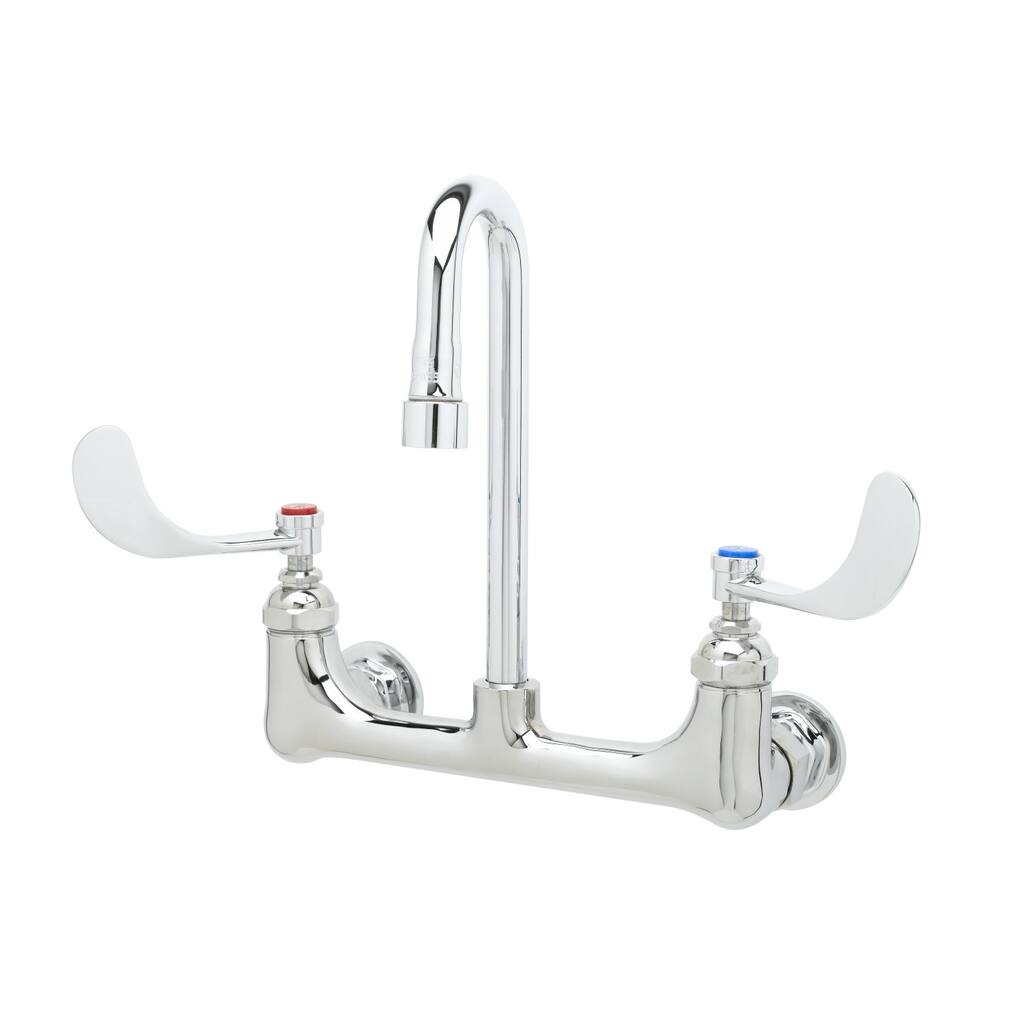 T and S Brass Wall Mounted Faucet with Swivel/ Rigid Gooseneck Spout,