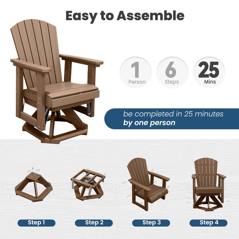 HDPE Adirondack Swivel Glider, Outdoor Patio Chair