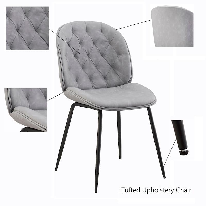 Art Leon Mid-Century Tufted Style Dining Chair in Beetle Shape Design
