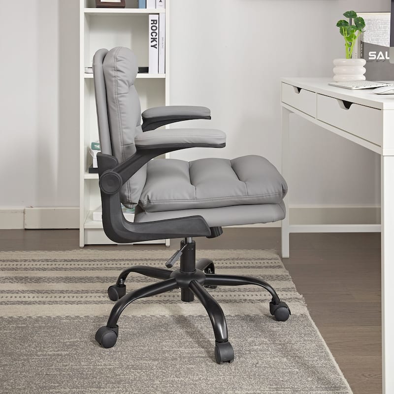2 Pieces PU-Padded Home Office Desk Chair, Ergonomic Chair Computer Chair, Swivel Executive Office Chair