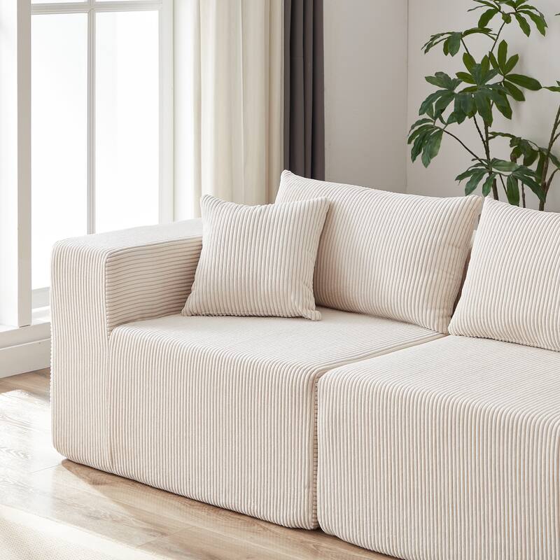 104" Corduroy Modular L-Shaped Sectional Sofa with 4-Piece Free Combination, Foam-Filled Cushions
