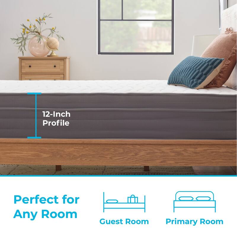 Linenspa 12 In. Plush Gel Memory Foam Hybrid Mattress
