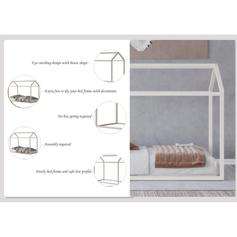 CraftPorch Dream House-shaped Twin size Wooden Canopy Bed