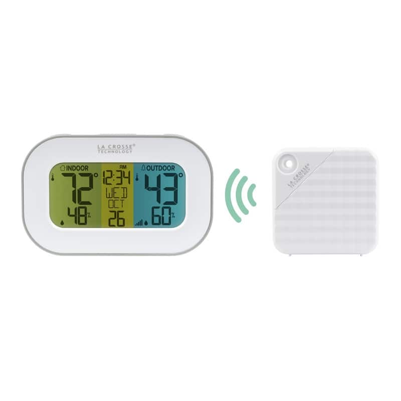La Crosse Technology Tri-Color LCD Wireless Temperature Station - White