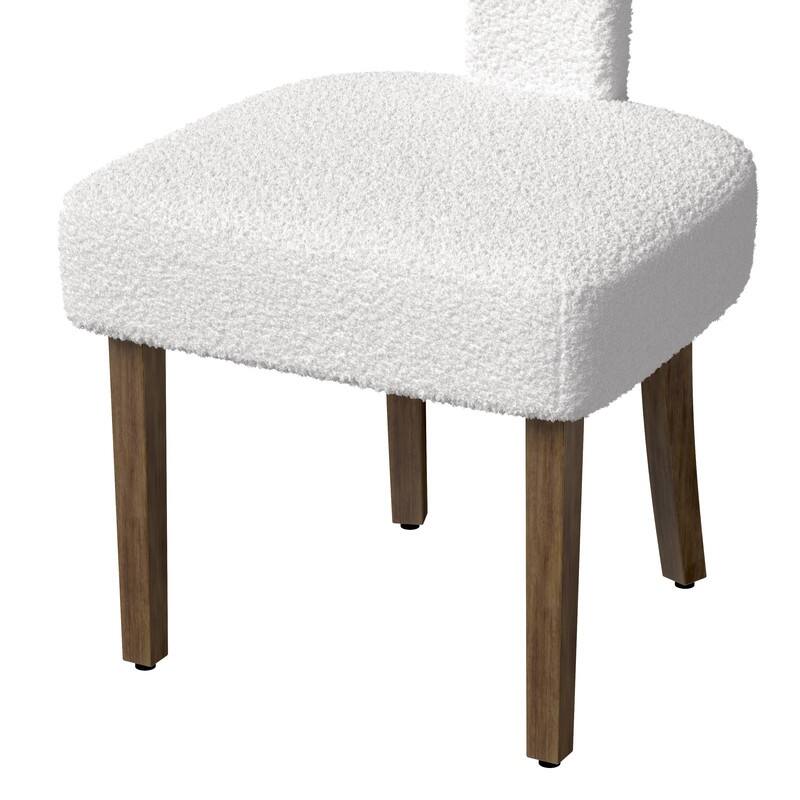 Dining Chairs Boucle Fabric Lamb Upholstered T-Shape (Set of 2)