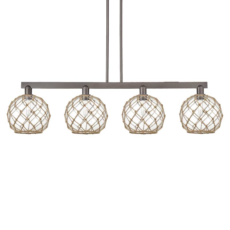 Innovations Lighting 716-4I-13-53 Farmhouse Rope Linear Farmhouse Rope - Oil Rubbed Bronze / Clear with Brown Rope