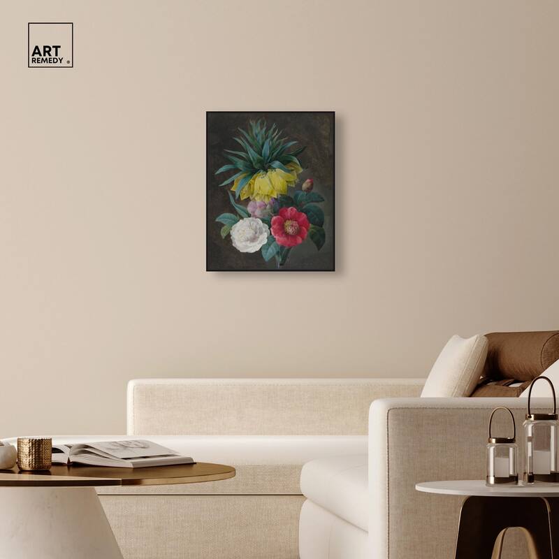 Four Peonies and a Crown Canvas by Art Remedy