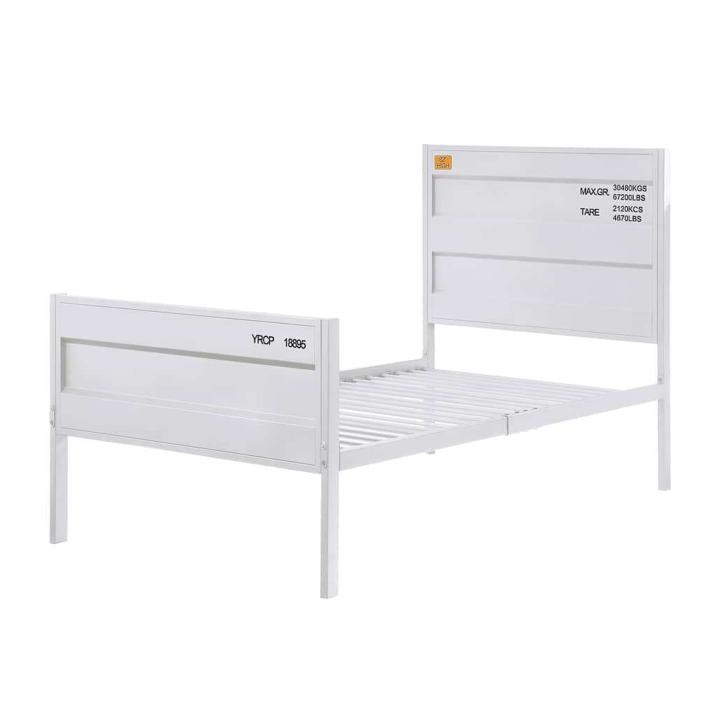 White Industrial Cargo Container Platform Bed with Metal Frame
