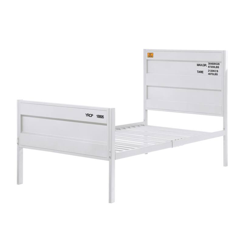 White Industrial Cargo Container Platform Bed with Metal Frame - White