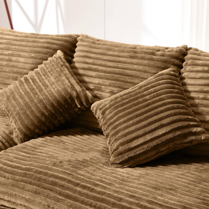 L-Shape Sectional Sofa with Chaise Lounge, Living Room Modular 4 Seat Sofa Sponge Compression Sleeper Sofa Couch