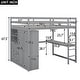 preview thumbnail 5 of 15, Artsy Wood Full Size Loft Bed with Built-in Wardrobe, Desk, Storage Shelves, Safety Guaranteed and Drawers, Large Space, Gray