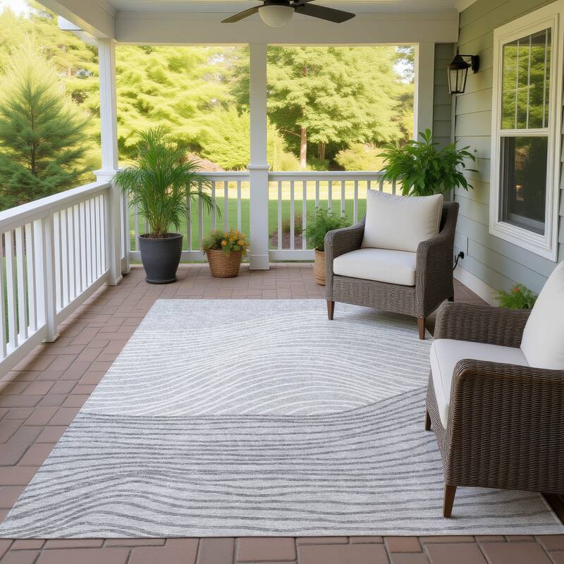 Machine Washable Indoor/ Outdoor Modern Arches Chantille Rug