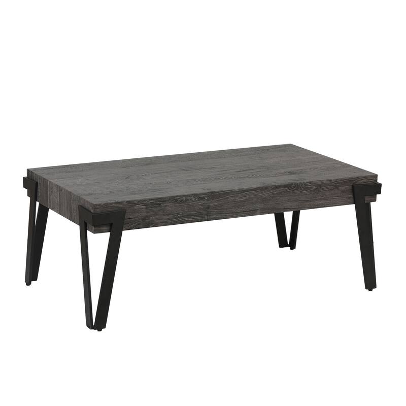 43-inch Industrial Wood and Metal Coffee Table - 17" H x 43.38" W x 24.5" D