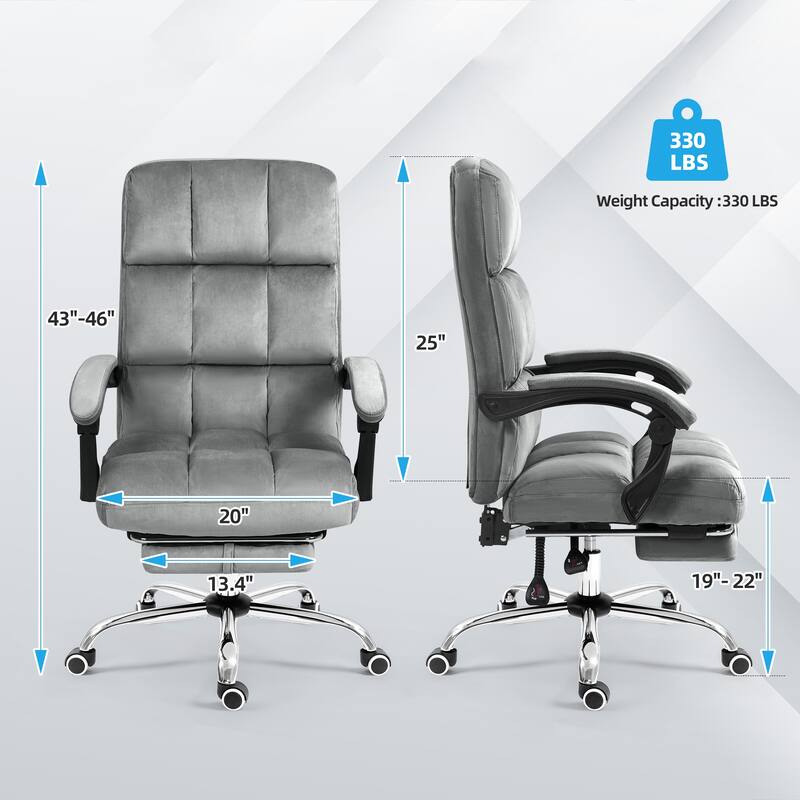 AVAWING Velvet Executive Chair Ergonomic Office Chair with Footrest