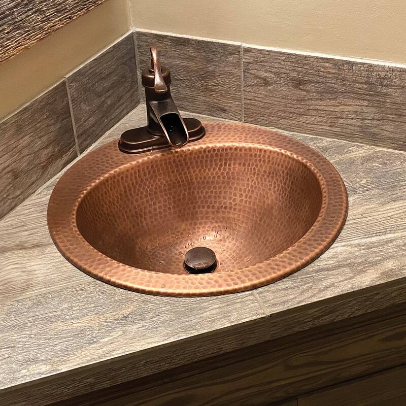 Bell Copper 19" Oval Drop-In Bath Sink with Ashfield Faucet Kit
