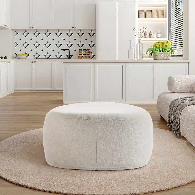 Leon 43" W Modern Oversized Chenille Triangular Cheese Ottoman