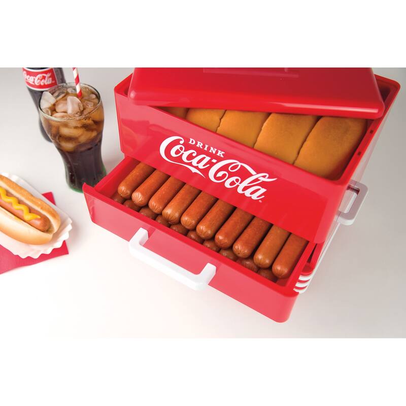 Nostalgia Large Coca Cola Hot Dog Steamer - 24 hot dogs