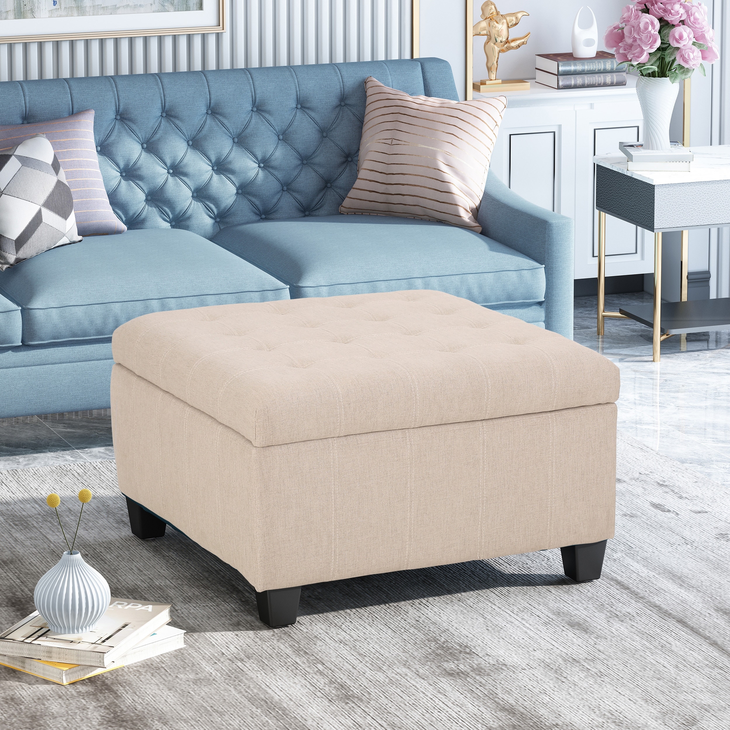 Isabella Tufted Storage Ottoman by Christopher Knight Home