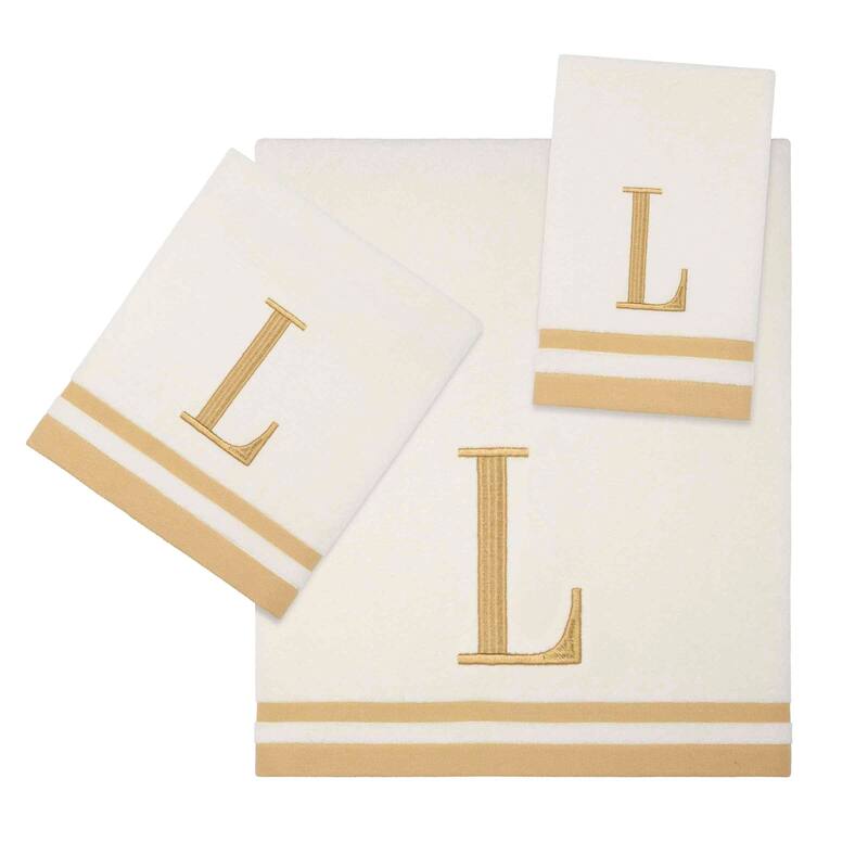 Avanti IVR/GLD Monogram 3-Piece Towel Set