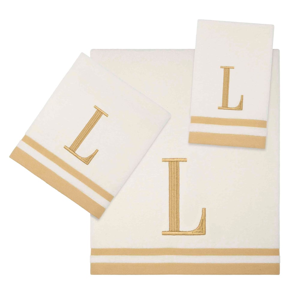 Avanti IVR/GLD Monogram 3-Piece Towel Set