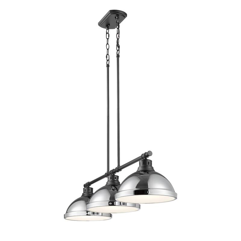Yep by Golden Lighting Duncan 3-light Island Light in Matte Black and Chrome shade