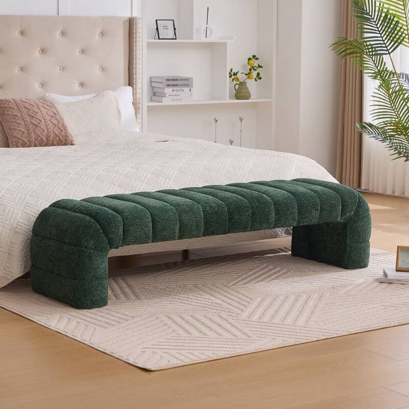69.7"Wide Modern Upholstered Armless Bed Bench, Ottoman Foot Stool for Living Room and Bedroom, Entryway