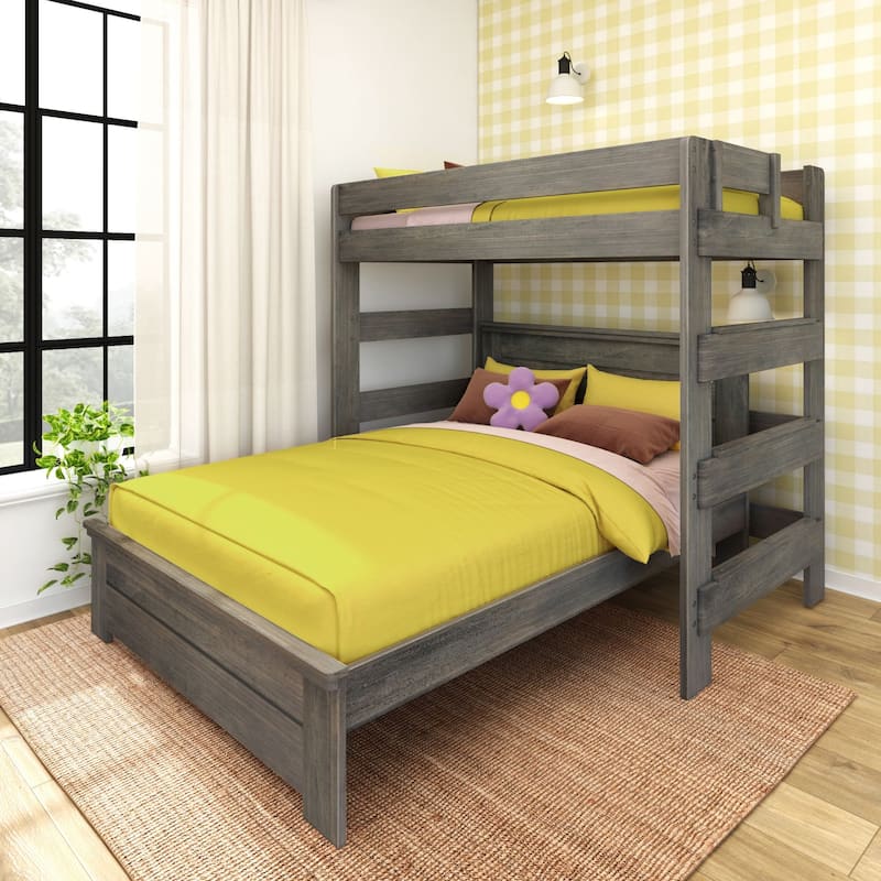 Max and Lily Farmhouse Twin over Queen L Shaped Bunk Bed - Driftwood