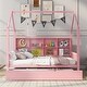 preview thumbnail 19 of 45, Wooden Full Size House Bed with Trundle,Kids Bed with Shelf, Gray