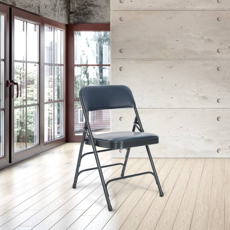 Hampden Furnishings Bernadine Collection Vinyl Triple Brace Folding Chair, Pack of 4