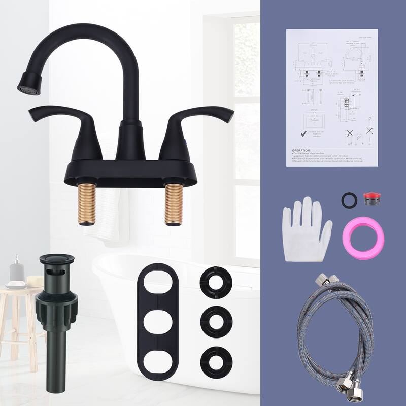 WOWOW 4 in. Centerset 2-Handles Deck Mount Bathroom Faucet