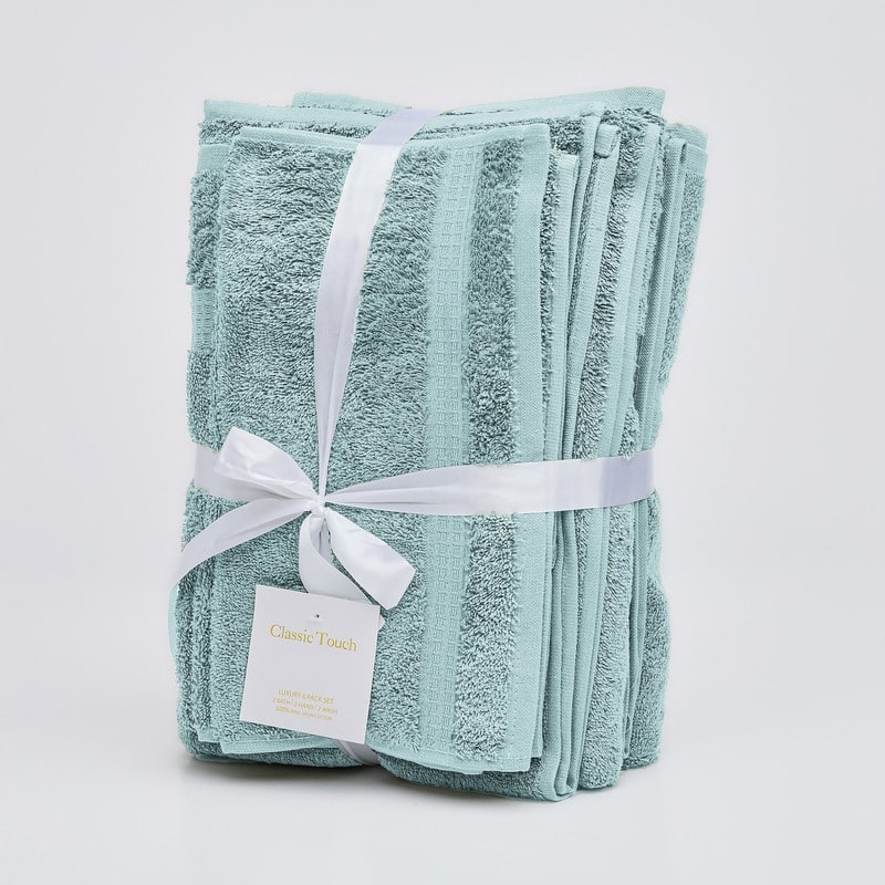 Classic Touch 6-Piece 100 Cotton Towel Set
