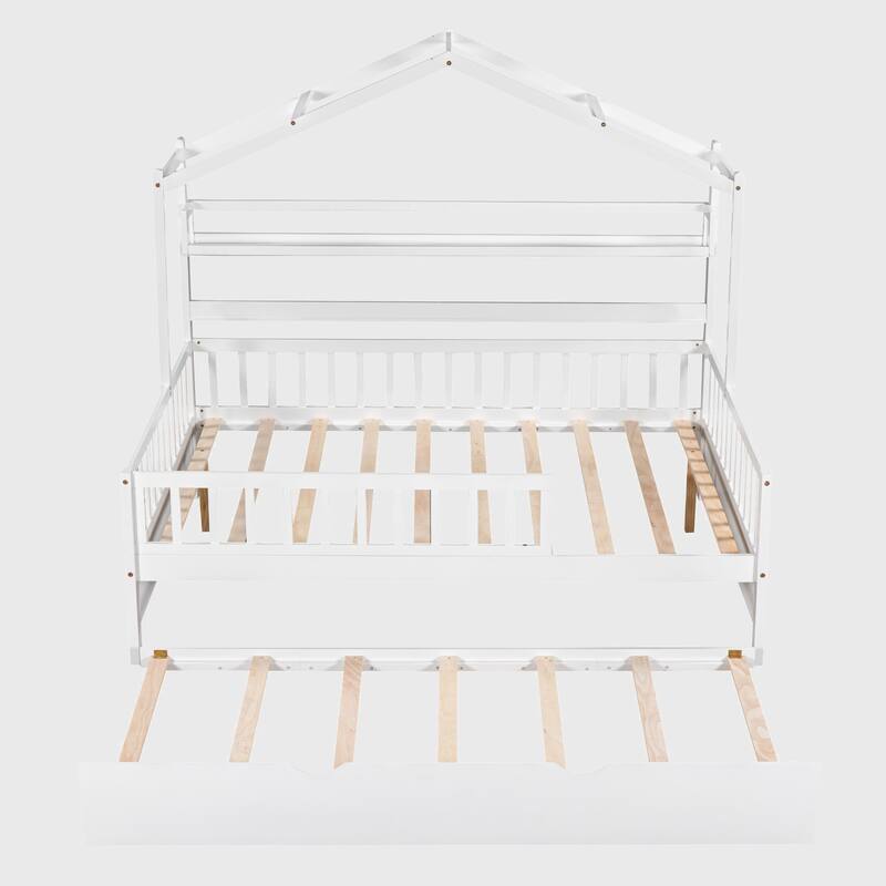 Full Size House Bed with Twin Size Trundle