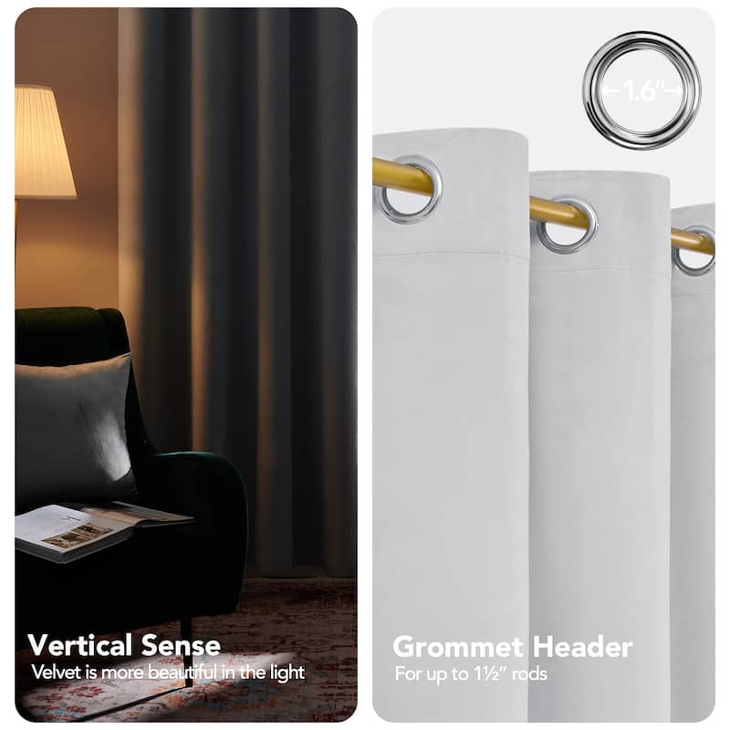 Deconovo Velvet Blackout Curtains, 2 Panels, Thermal Insulated