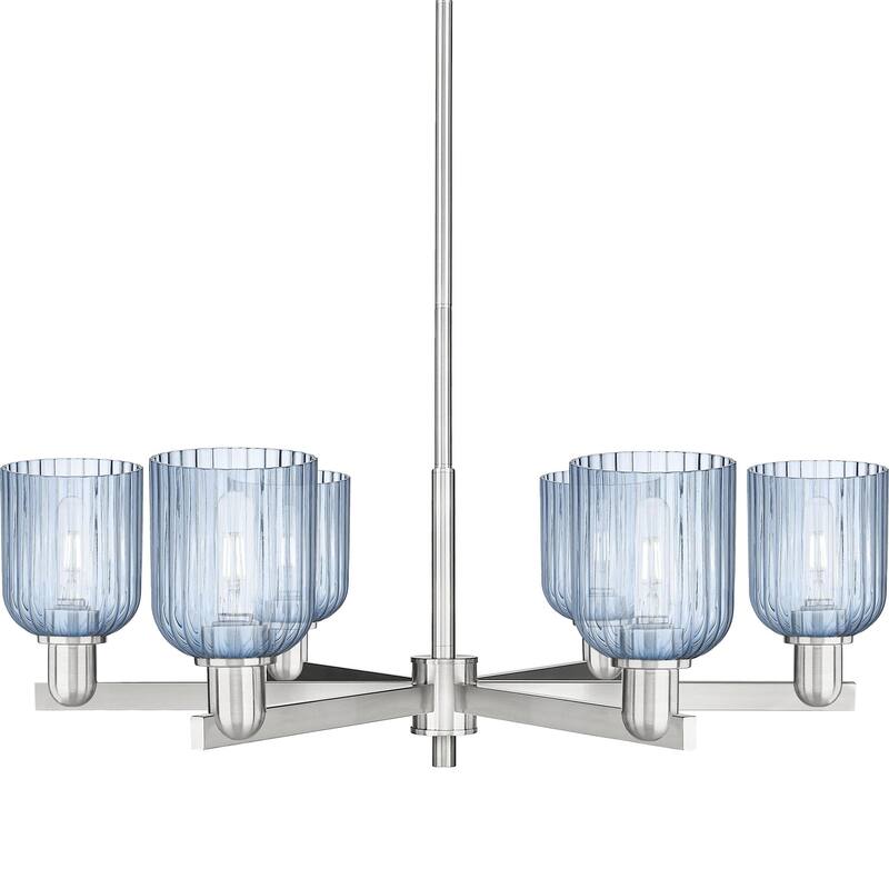 Innovations Lighting 716-6CR-11-35 Bridal Veil Chandelier Bridal Veil - Satin Nickel / Blue