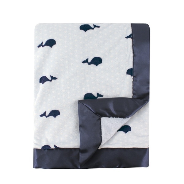 slide 1 of 1, Hudson Baby Infant Boy Plush Blanket with Satin Binding, Whale, One Size - Whale - One Size One Size - Whale