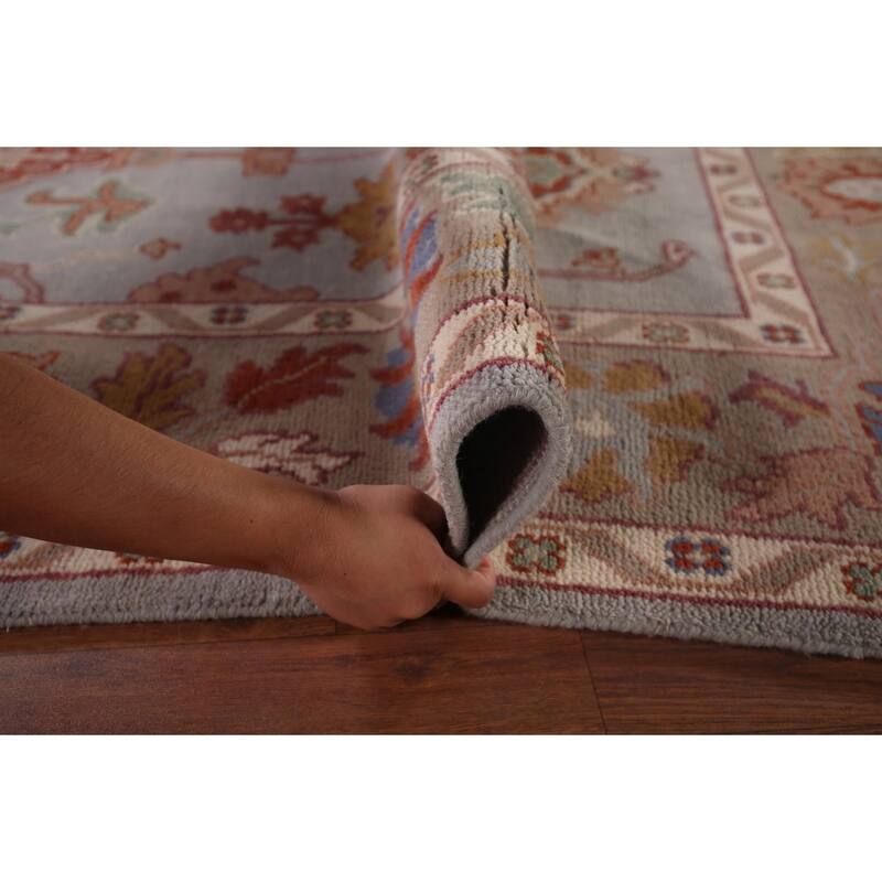 Blue Oushak Indian Area Rug Hand-Knotted Wool Carpet - 7'11"x 10'0"